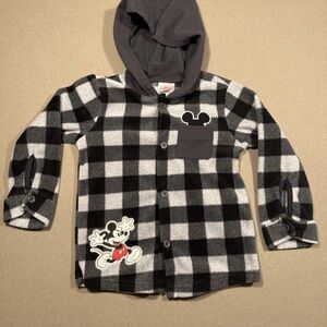 Disney Mickey Mouse Checkered Hoodie - Black and White 3T boys so soft flannel